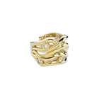 Bare Souls organic five golden threads ear cuff with diamonds by Formes Fine Jewelry