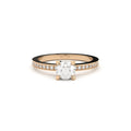 edgy solitaire ring with pave side lab grown or natural diamonds by Formes