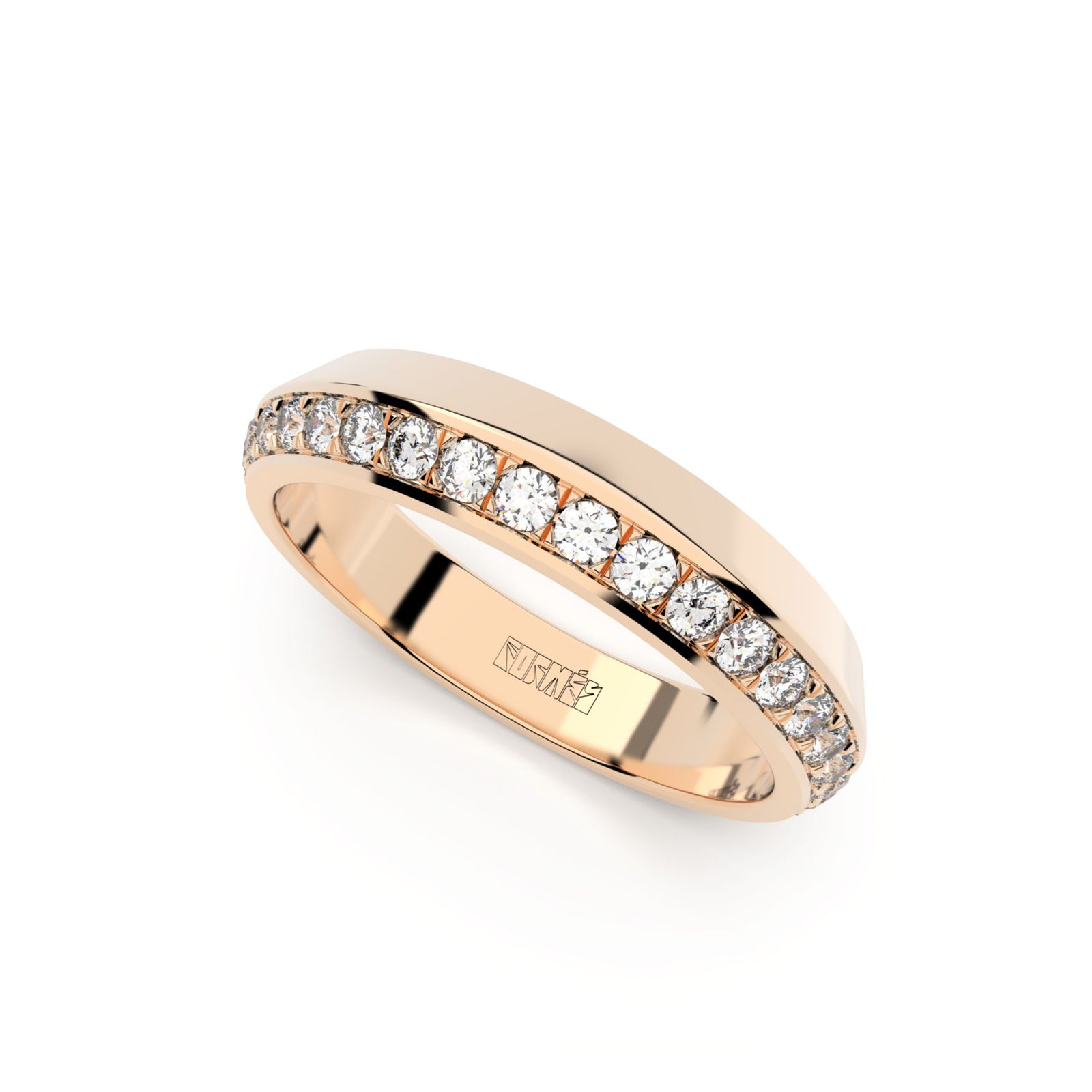 Tiny Clash edgy wedding ring with a single diamonds line