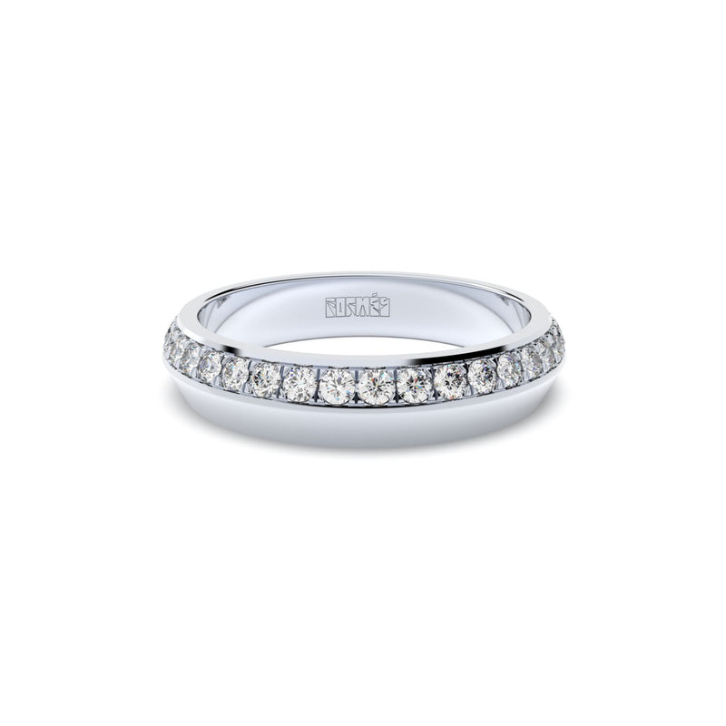 Tiny Clash edgy wedding ring with a single diamonds line