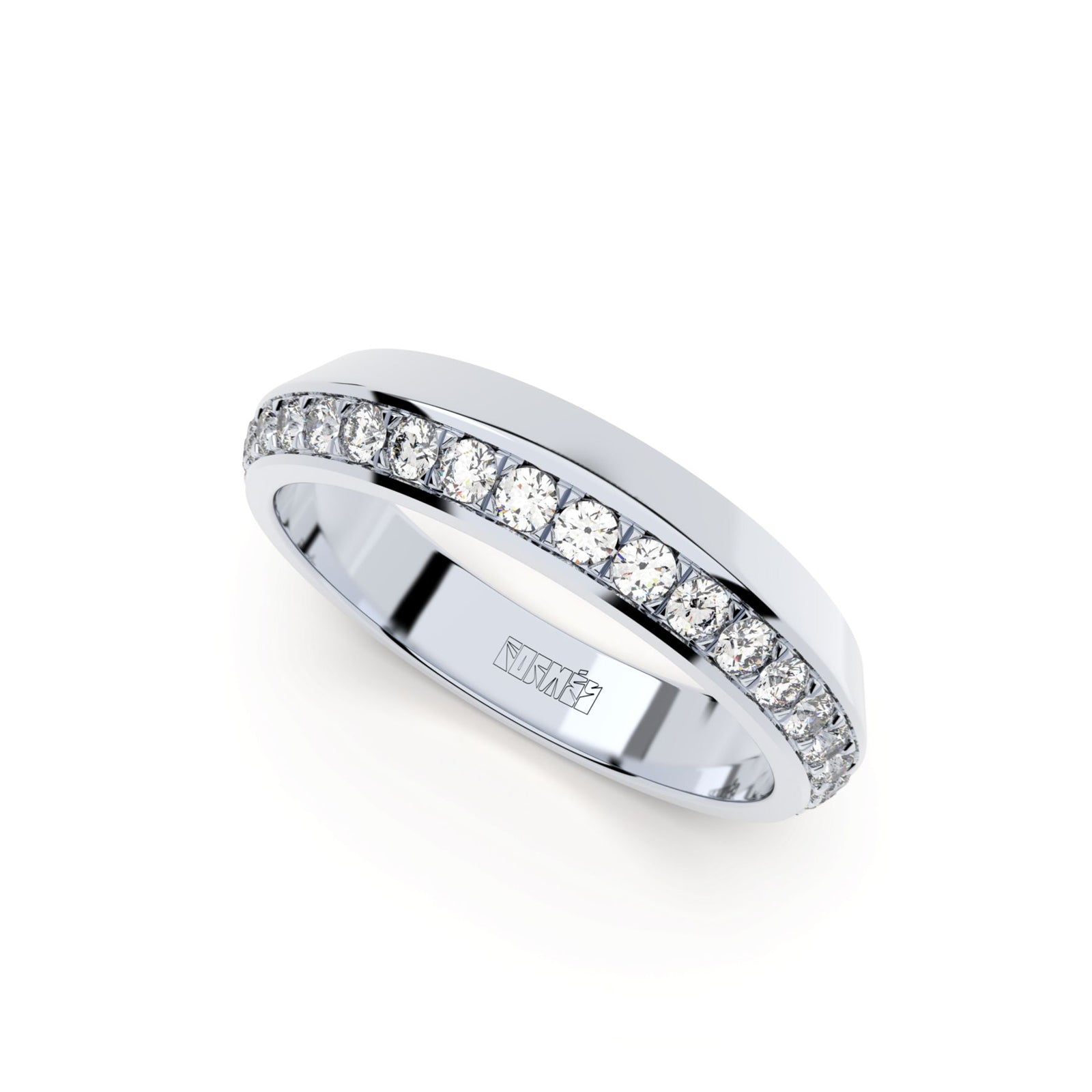 Tiny Clash edgy wedding ring with a single diamonds line