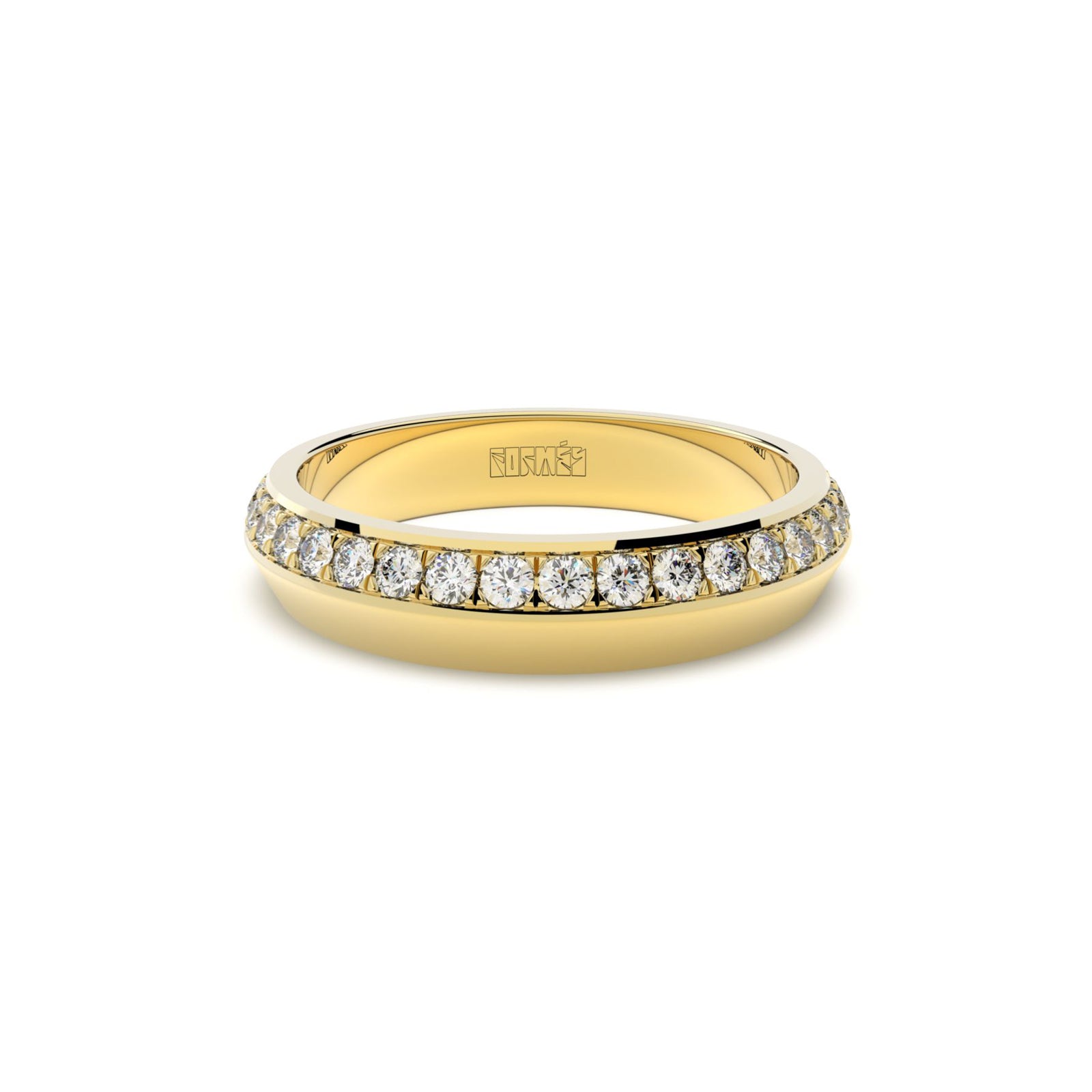 Tiny Clash edgy wedding ring with a single diamonds line