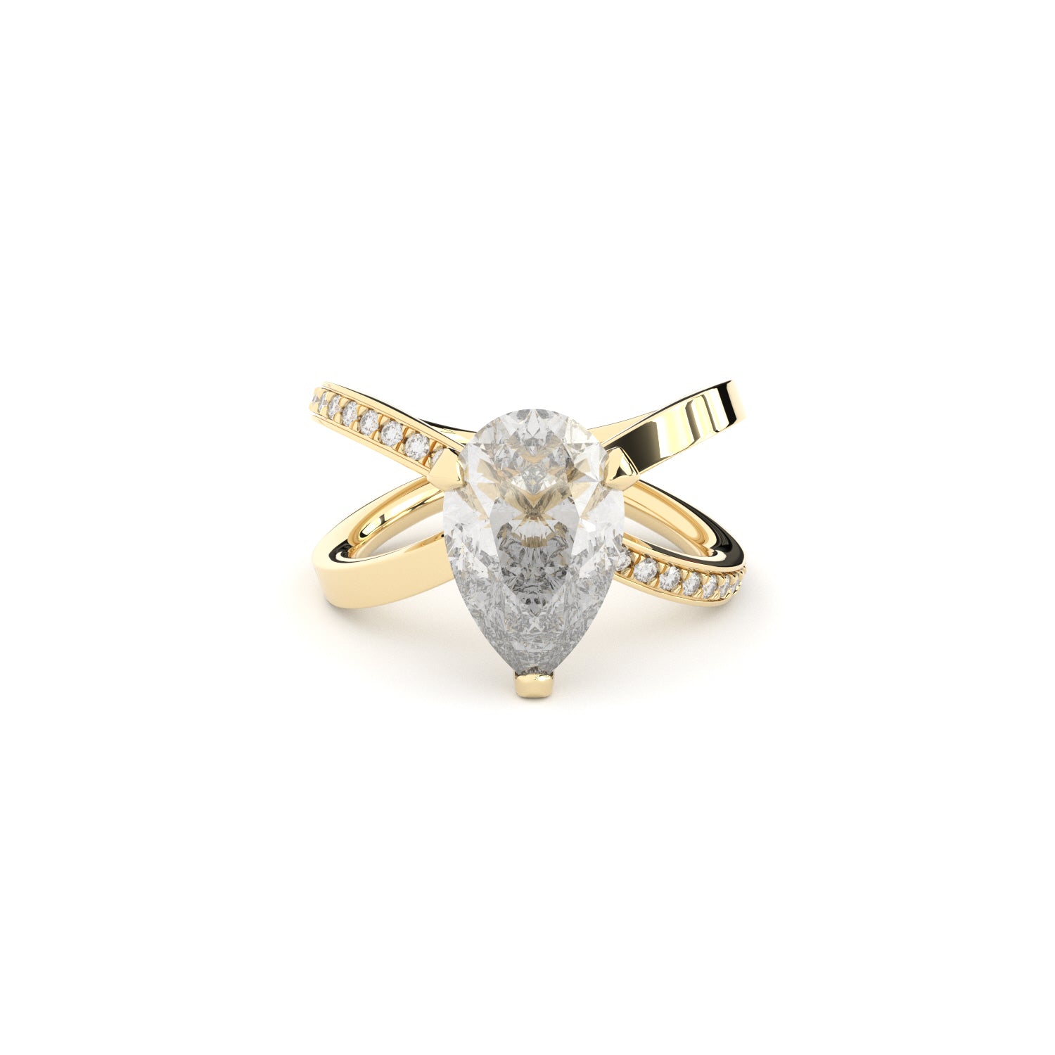 luxury pear diamond ring statement or engagement with lab grown or natural diamonds by Formes