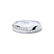 Tiny Clash edgy wedding ring with a distorted diamonds line by Formesjewelry.com