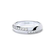 Tiny Clash edgy wedding ring with a distorted diamonds line
