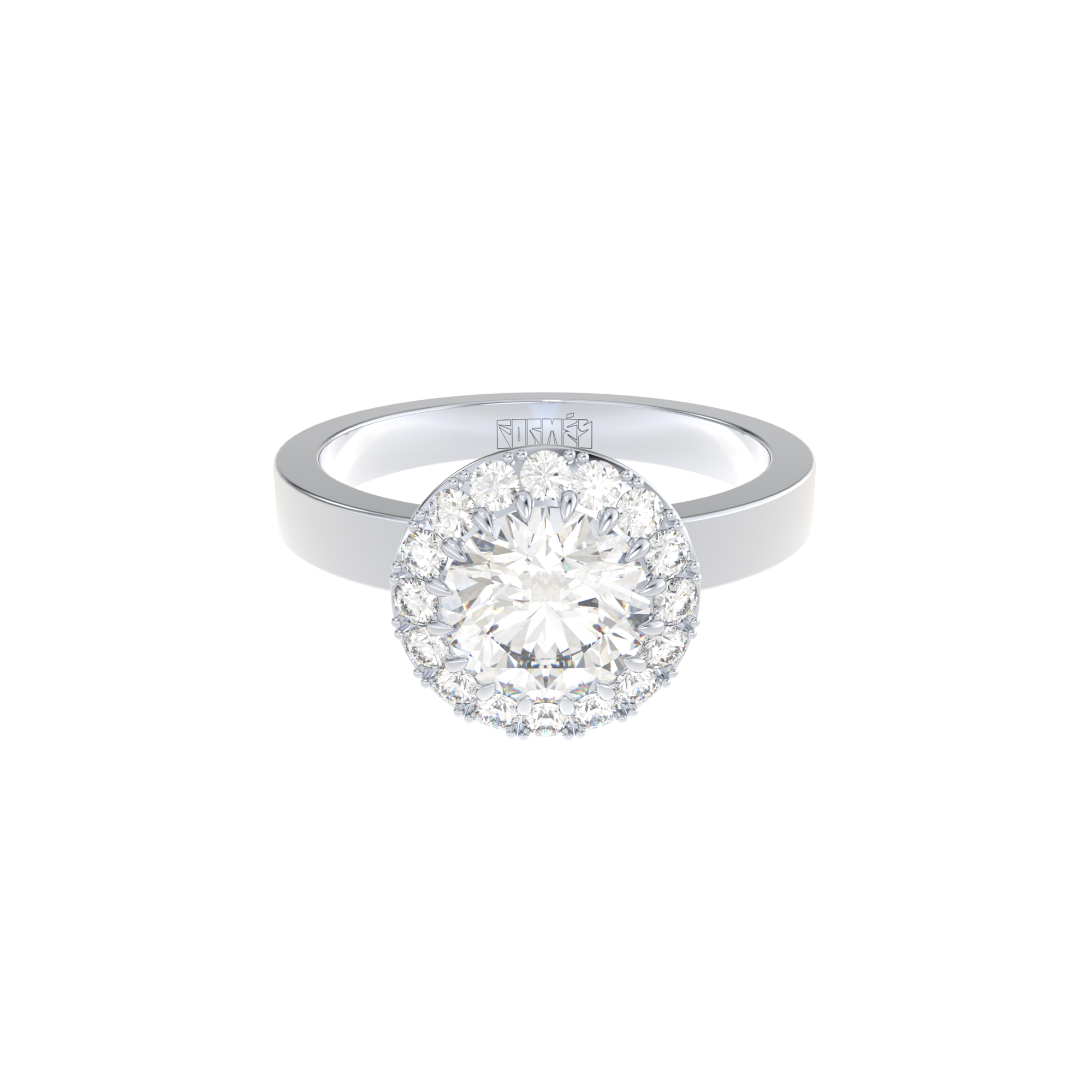 modern halo diamond engagement ring by formes fine jewelry white gold