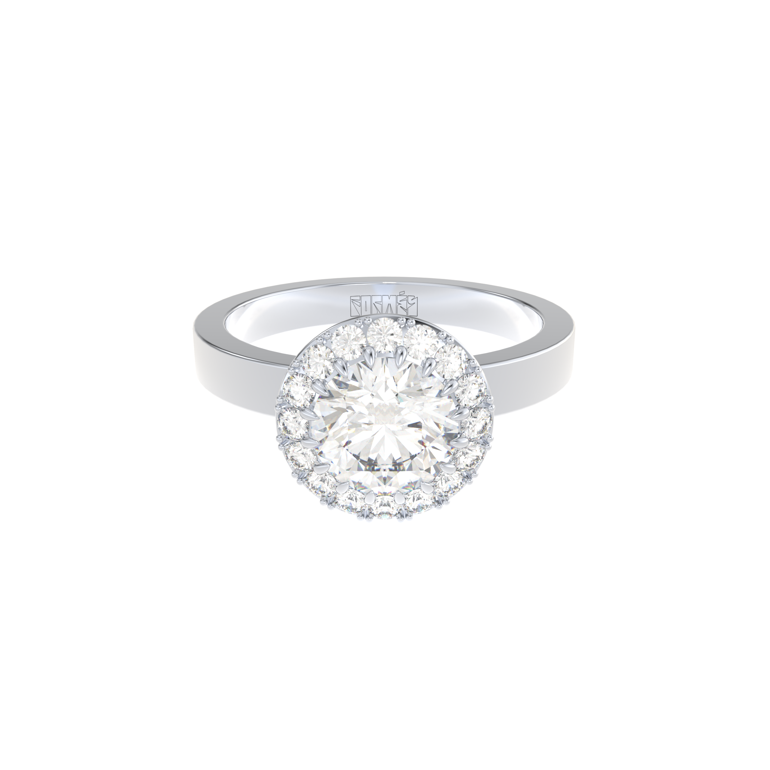 modern halo diamond engagement ring by formes fine jewelry white gold