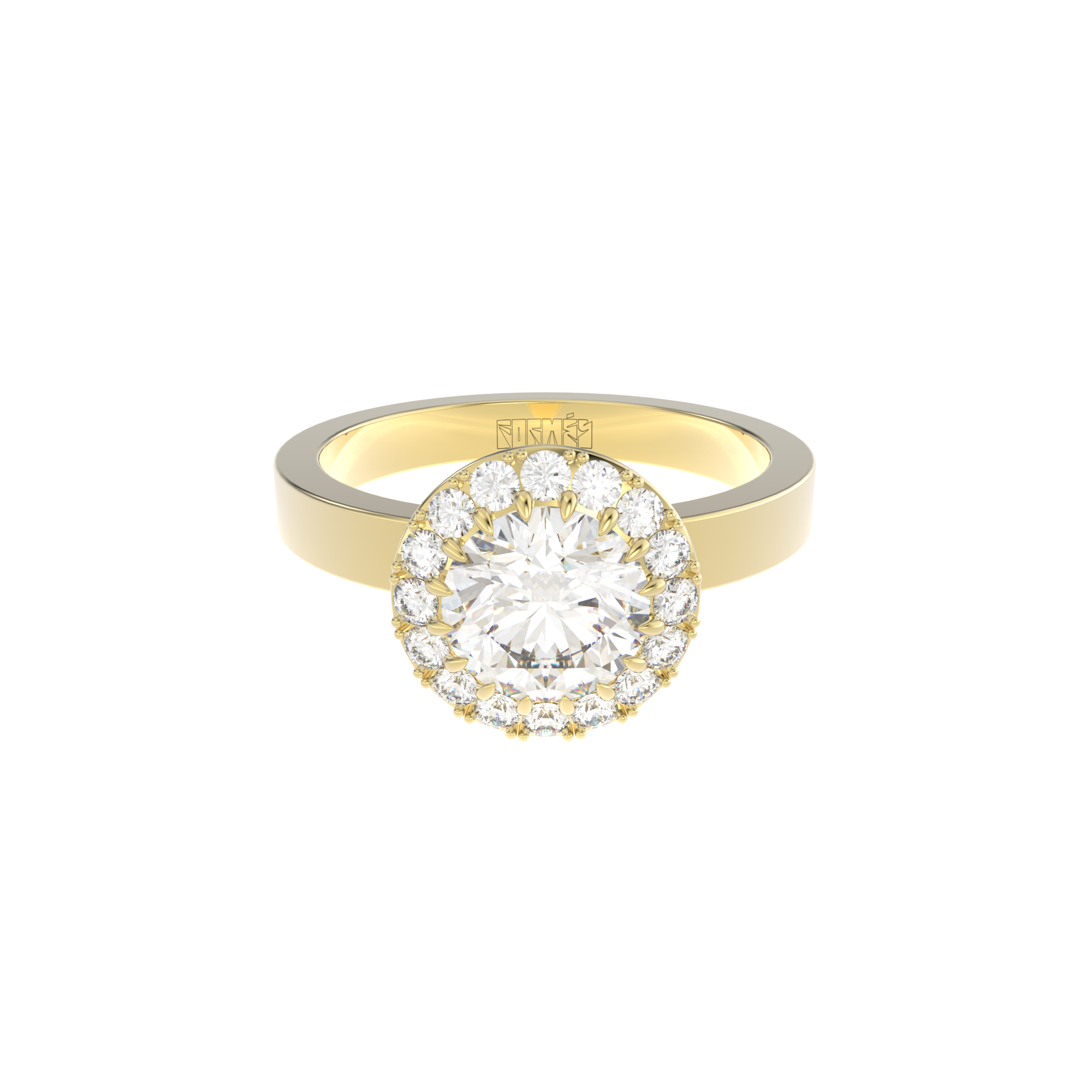 modern halo diamond engagement ring by formes fine jewelry