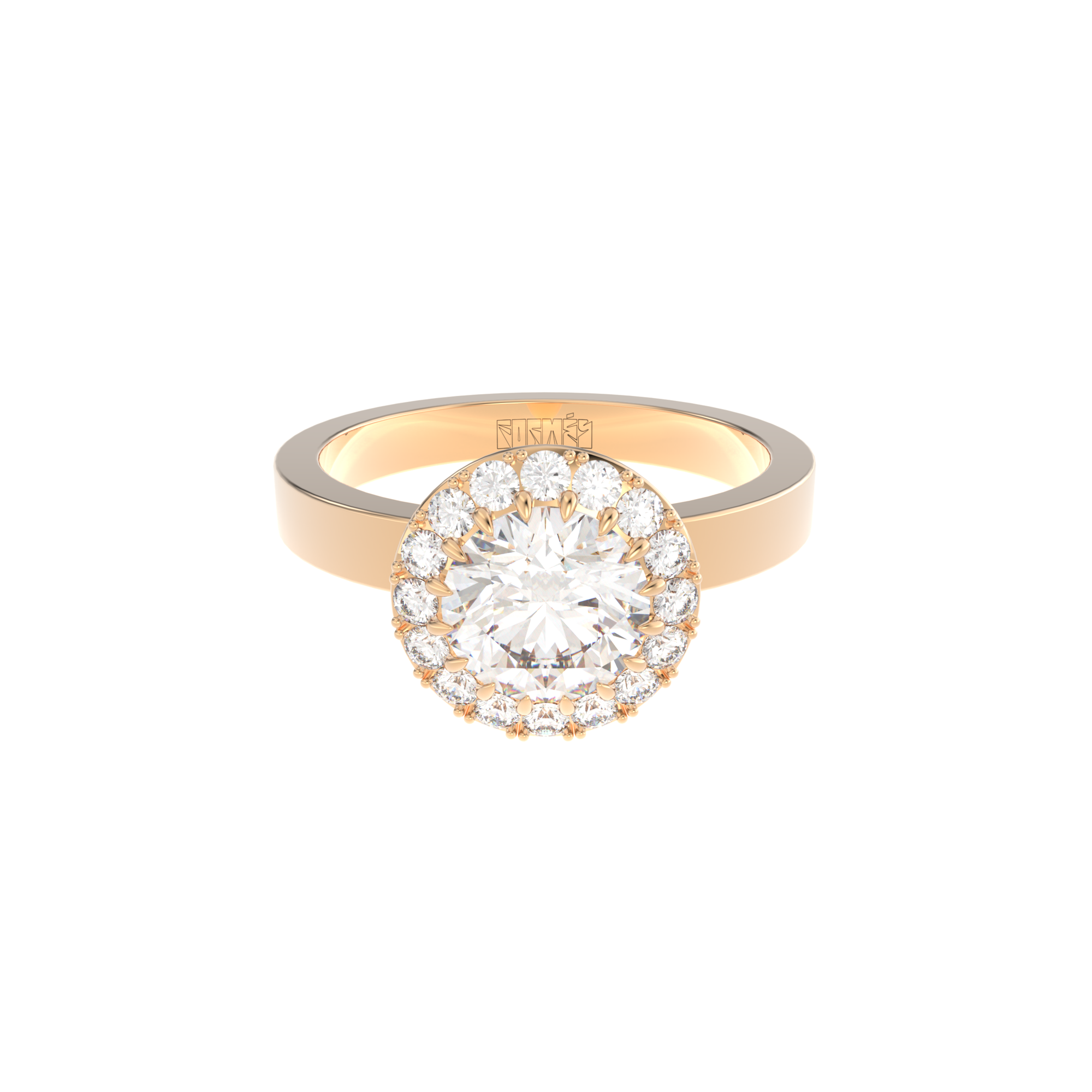 modern halo diamond engagement ring by formes fine jewelry rose gold