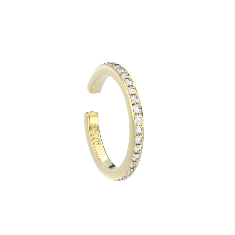 modern ear cuff and ring in one with diamonds in gold by formes