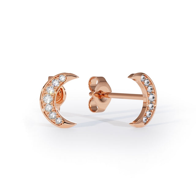 moon studs with diamonds by Formes