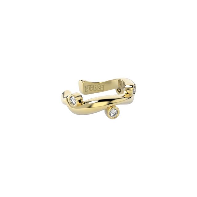 Bare Souls organic golden thread ear cuff with diamonds by Formes Fine Jewelry