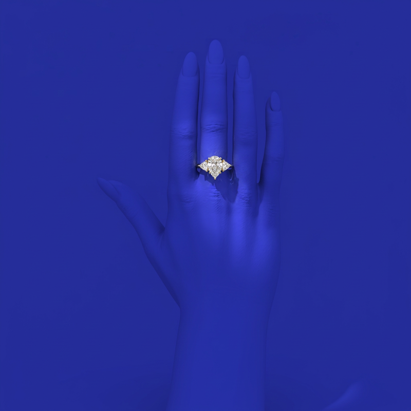 Tiny Clash Pear and Triangular Diamonds Engagement Ring, ~3.00 ct by Formesjewelry.com