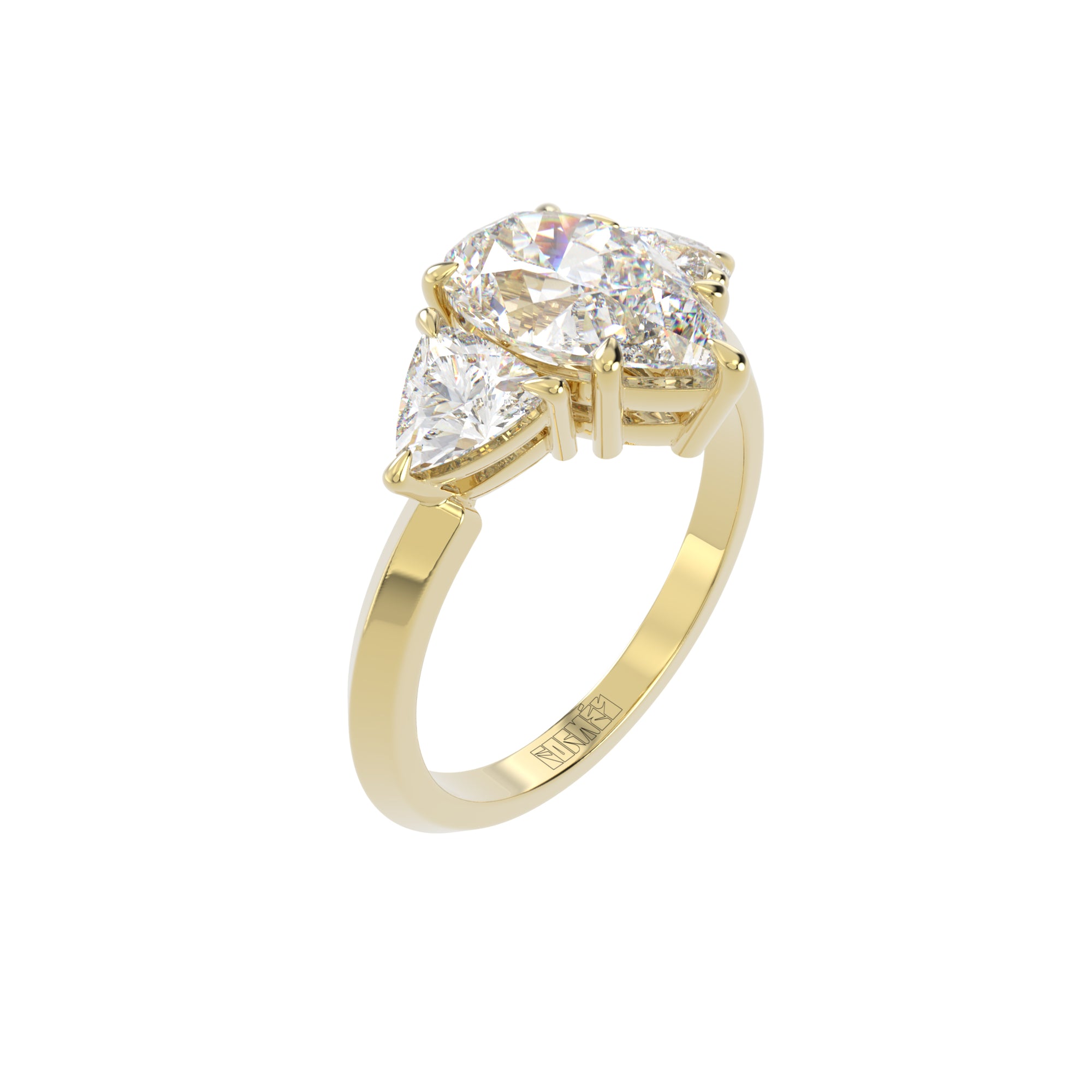 Tiny Clash sužadėtuvių žiedas su lašo formos deimantu, ~3,00 ct, by Formesjewelry.com