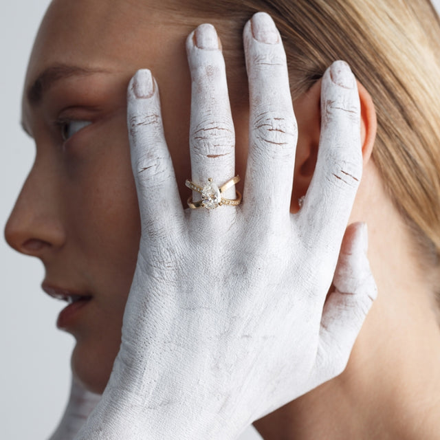 luxury pear diamond ring statement or engagement with lab grown or natural  diamonds by Formes