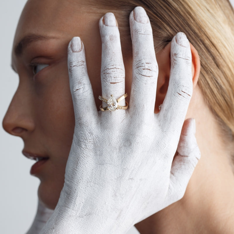 luxury pear diamond ring statement or engagement with lab grown or natural  diamonds by Formes