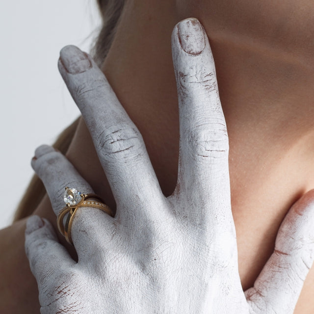 luxury pear diamond ring statement or engagement with lab grown or natural  diamonds by Formes