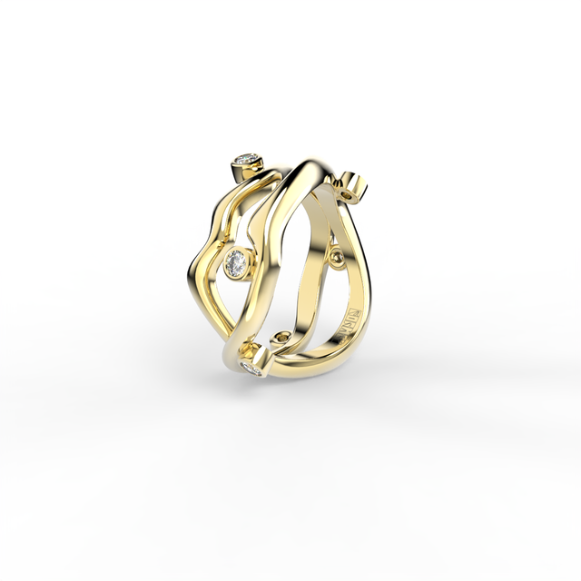 BARE SOULS TWO-SHANK RING, ~0,24 CT DIAMONDS