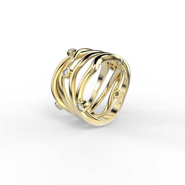 BARE SOULS FOUR-SHANK RING, 0,28 CT DIAMONDS