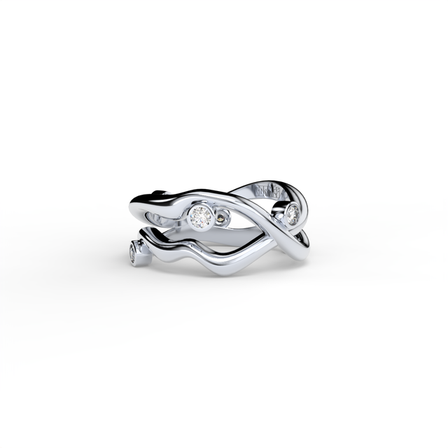 BARE SOULS TWO-SHANK RING, ~0,24 CT DIAMONDS