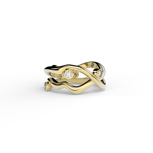 BARE SOULS TWO-SHANK RING, ~0,24 CT DIAMONDS