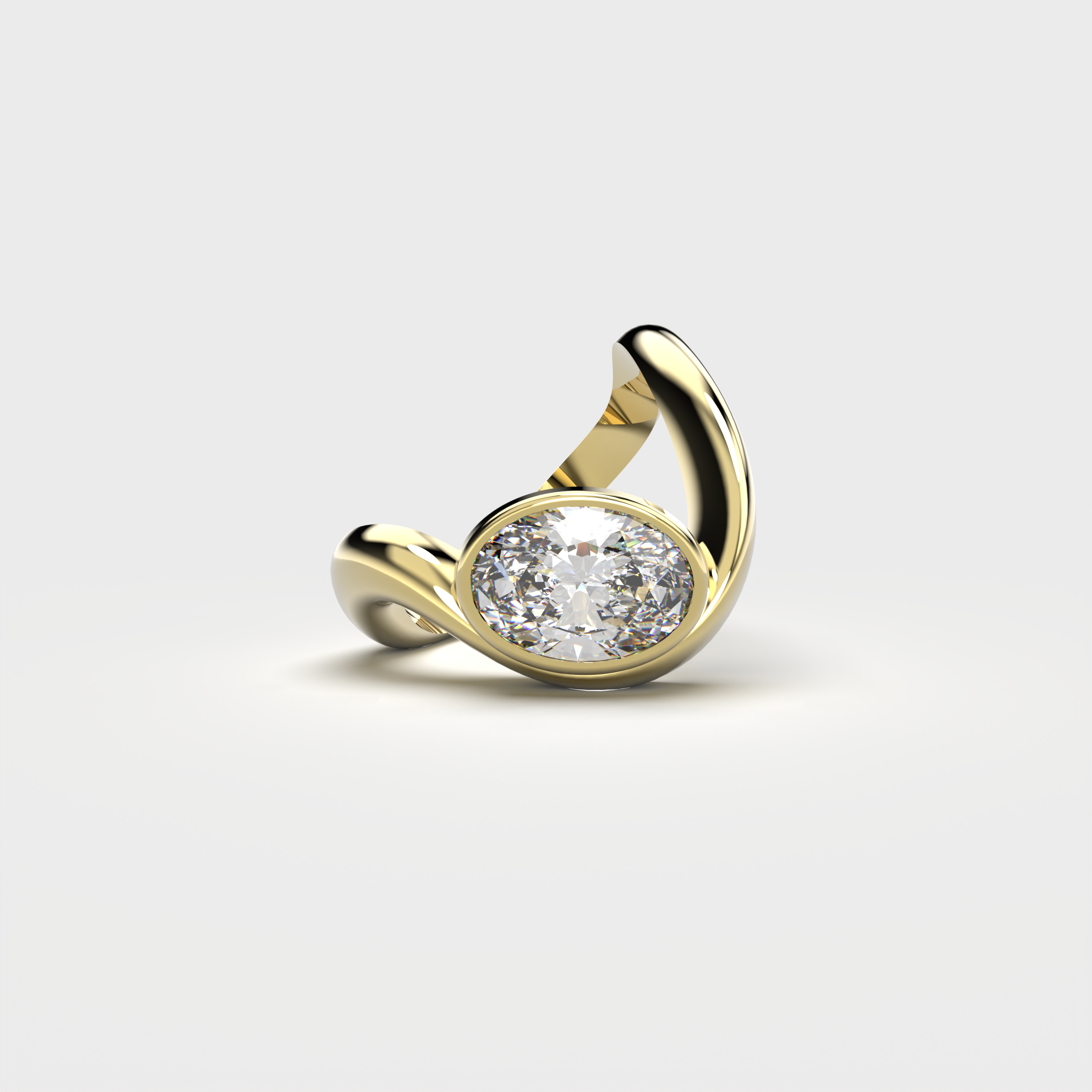 Bare Souls sole shank ring, 1.00 ct oval diamond