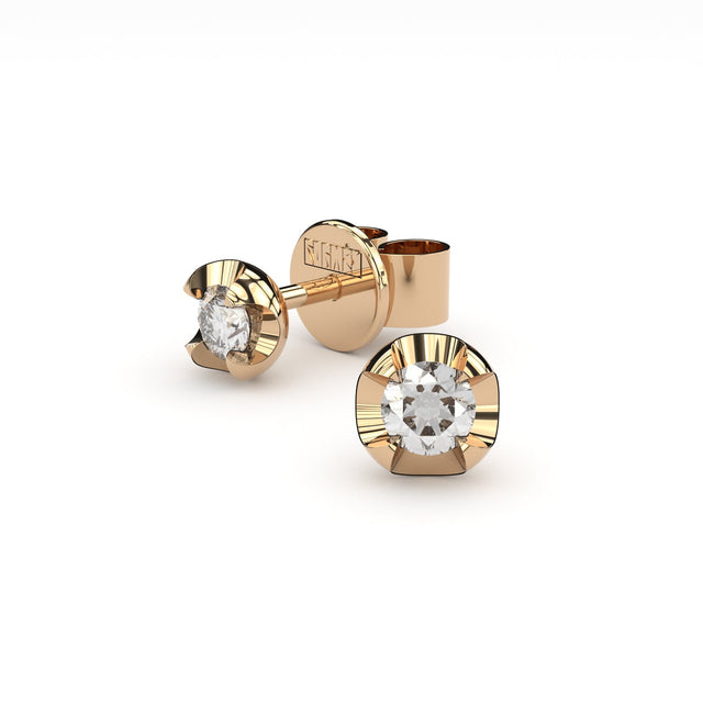 rose gold stud earrings with diamonds 