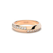 Tiny Clash edgy wedding ring with a distorted diamonds line by Formesjewelry.com