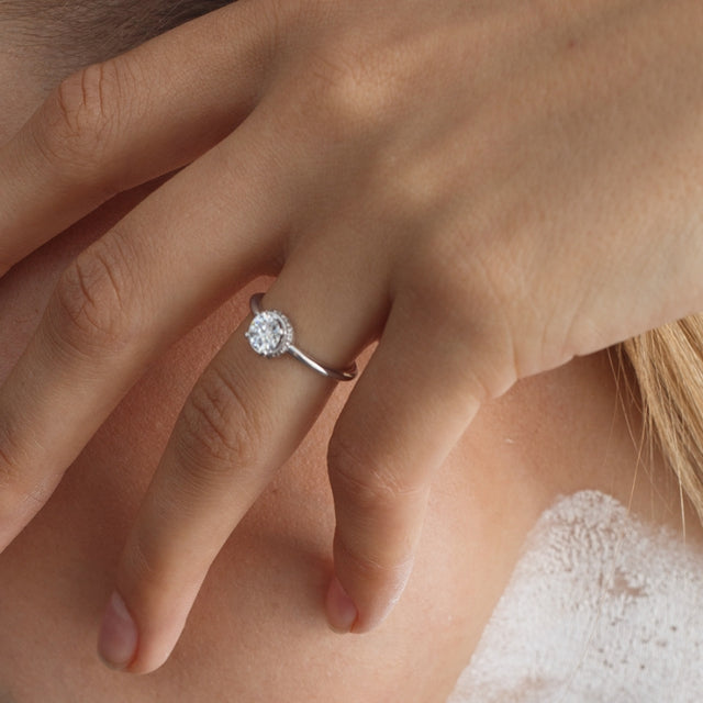 solar engagement ring with lab grown diamonds or natural by Formes with Egle Jezepcikaite