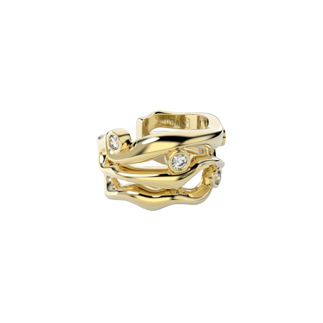 Bare Souls organic golden threads ear cuff with diamonds by Formes Fine Jewelry