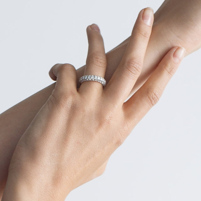 Reflection luxury three-row diamond eternity band