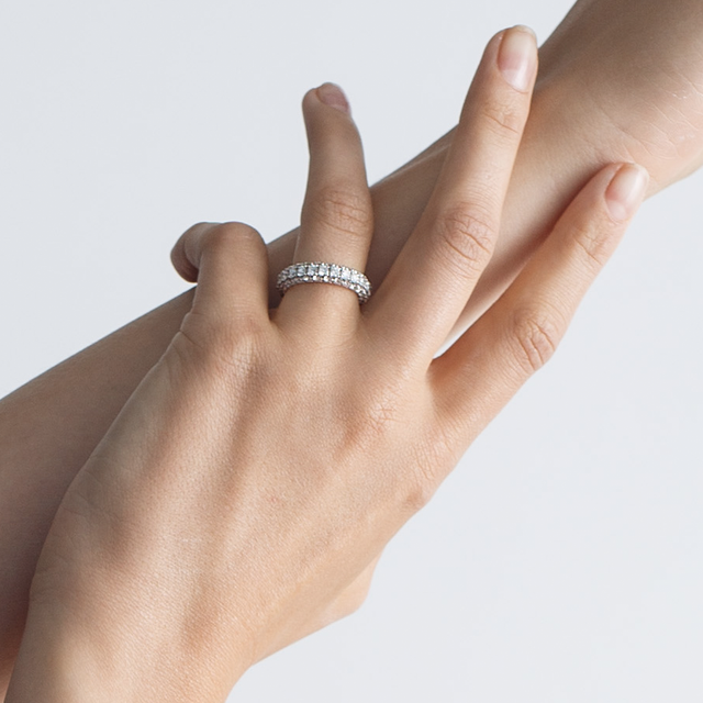 Three row diamond eternity 2025 band