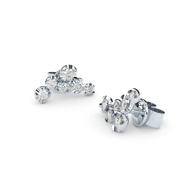 white gold cluster diamonds stud earrings with diamonds 