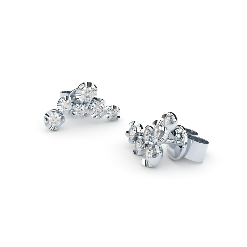 white gold cluster diamonds stud earrings with diamonds 