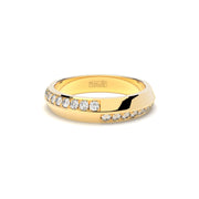 Tiny Clash edgy wedding ring with a distorted diamonds line by Formesjewelry.com