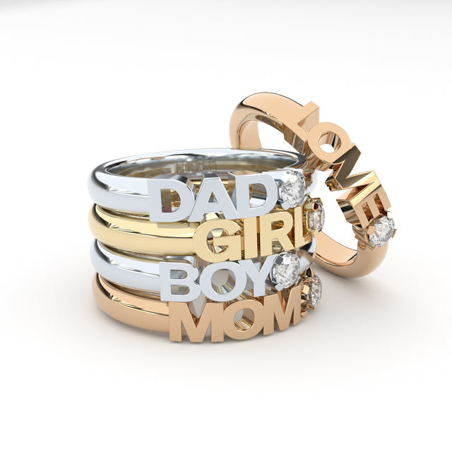 Family rings with lab grown diamonds by formes fine jewellery