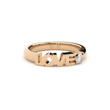 Stackable golden Love rings with lab grown diamond by Formes