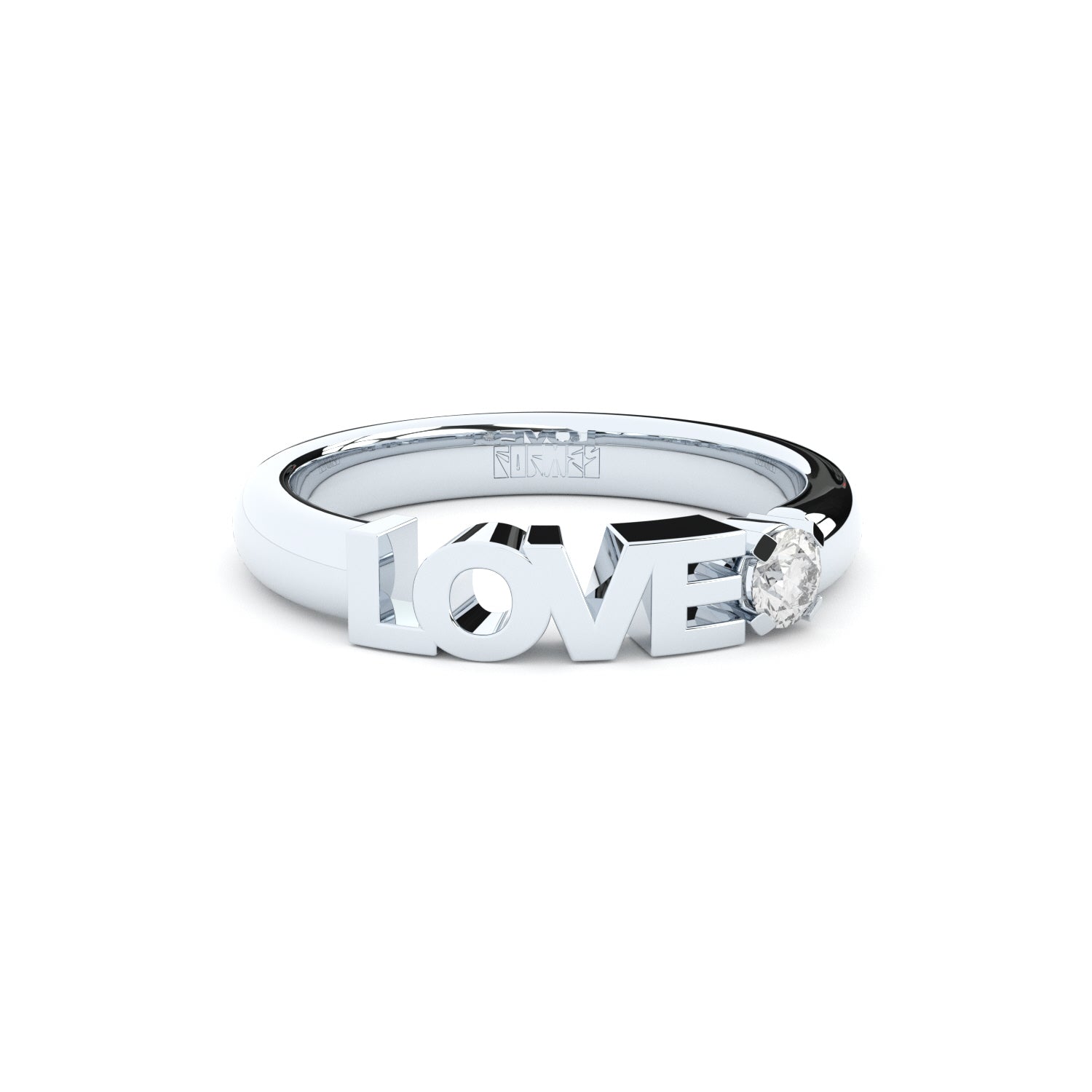 Stackable golden Love rings with lab grown diamond by Formes