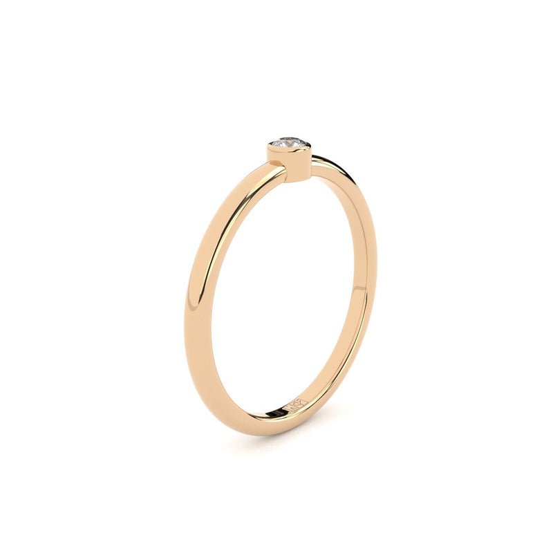bezel set engagement ring with lab grown diamonds by Formes