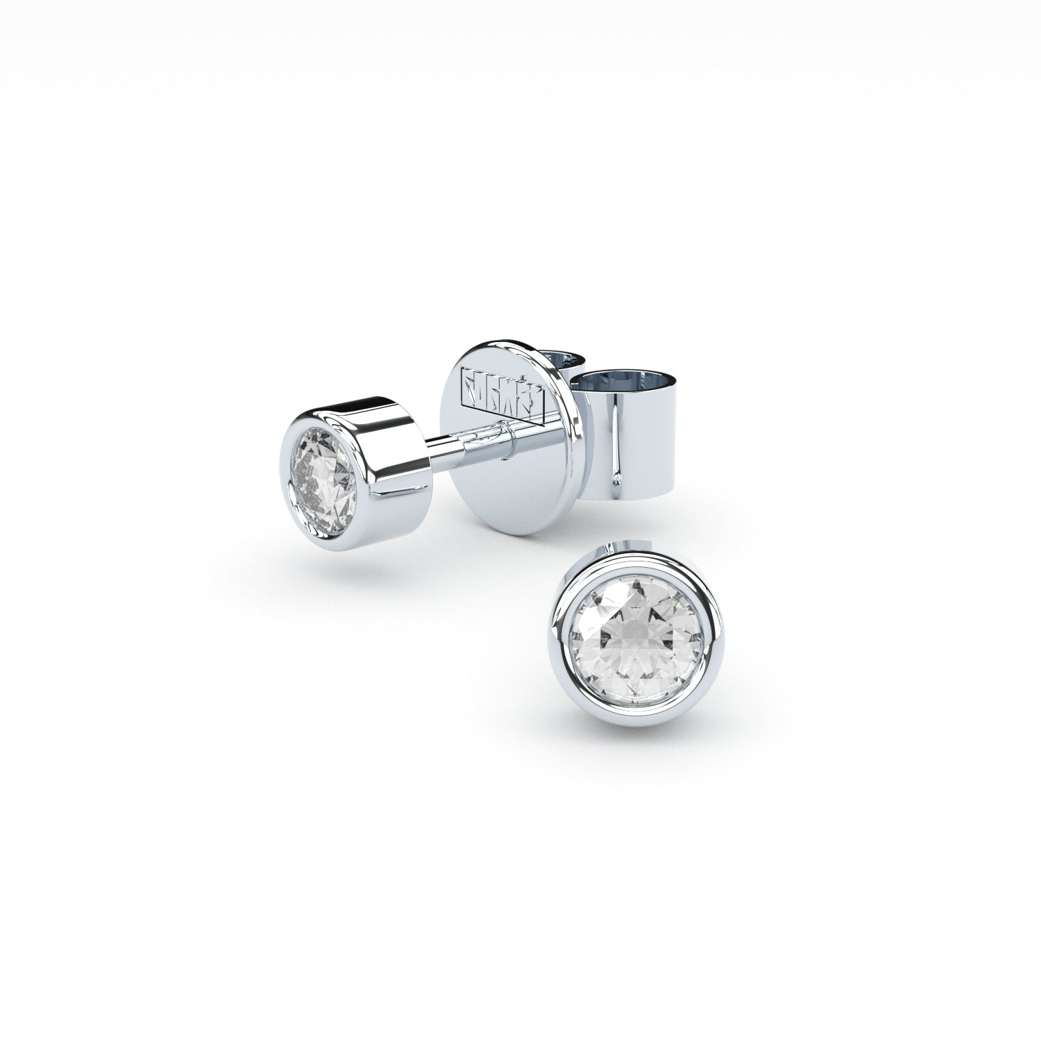 bezel set diamonds studs by Formes