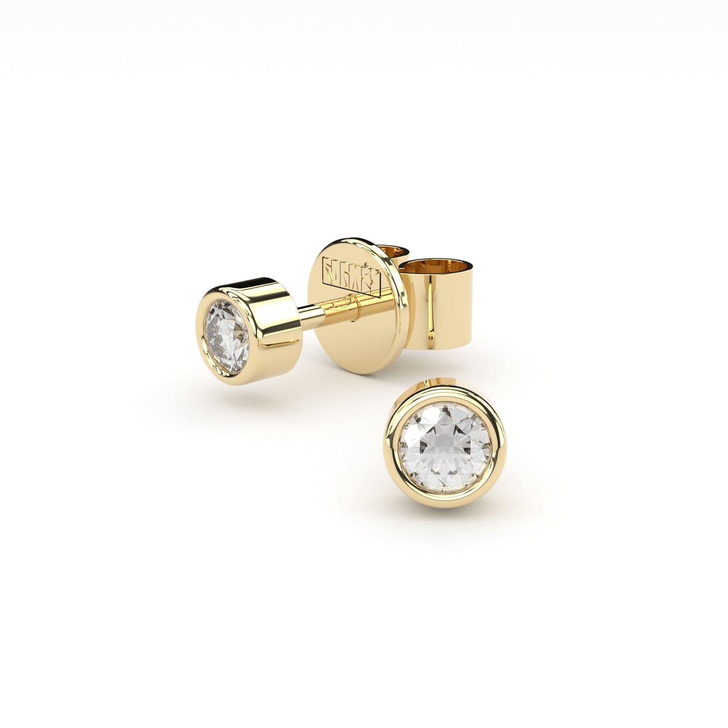 bezel set diamonds studs by Formes