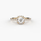 cushion cut lab grown or natural diamond engagement ring in halo style by Formes