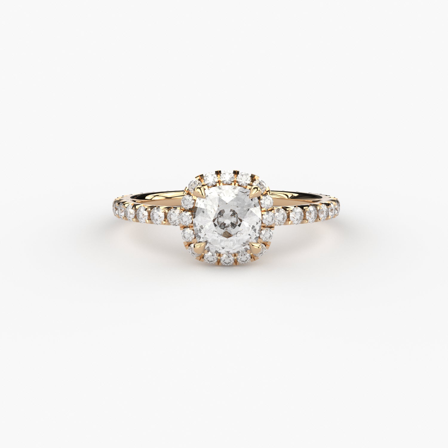 cushion cut lab grown or natural diamond engagement ring in halo style by Formes