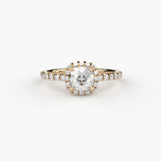 cushion cut lab grown or natural diamond engagement ring in halo style by Formes