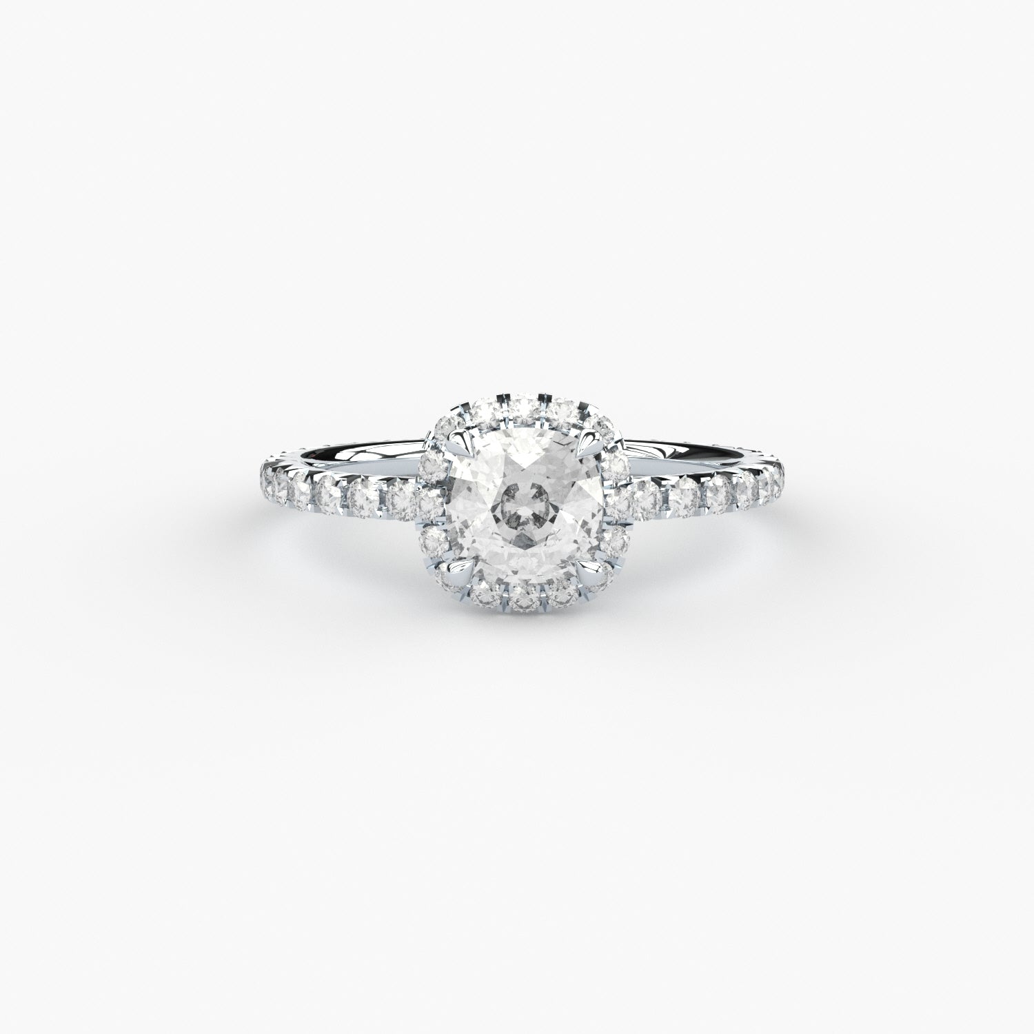 cushion cut lab grown or natural diamond engagement ring in halo style by Formes