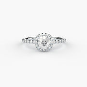 cushion cut lab grown or natural diamond engagement ring in halo style by Formes