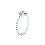 cushion cut lab grown or natural diamond engagement ring in halo style by Formes