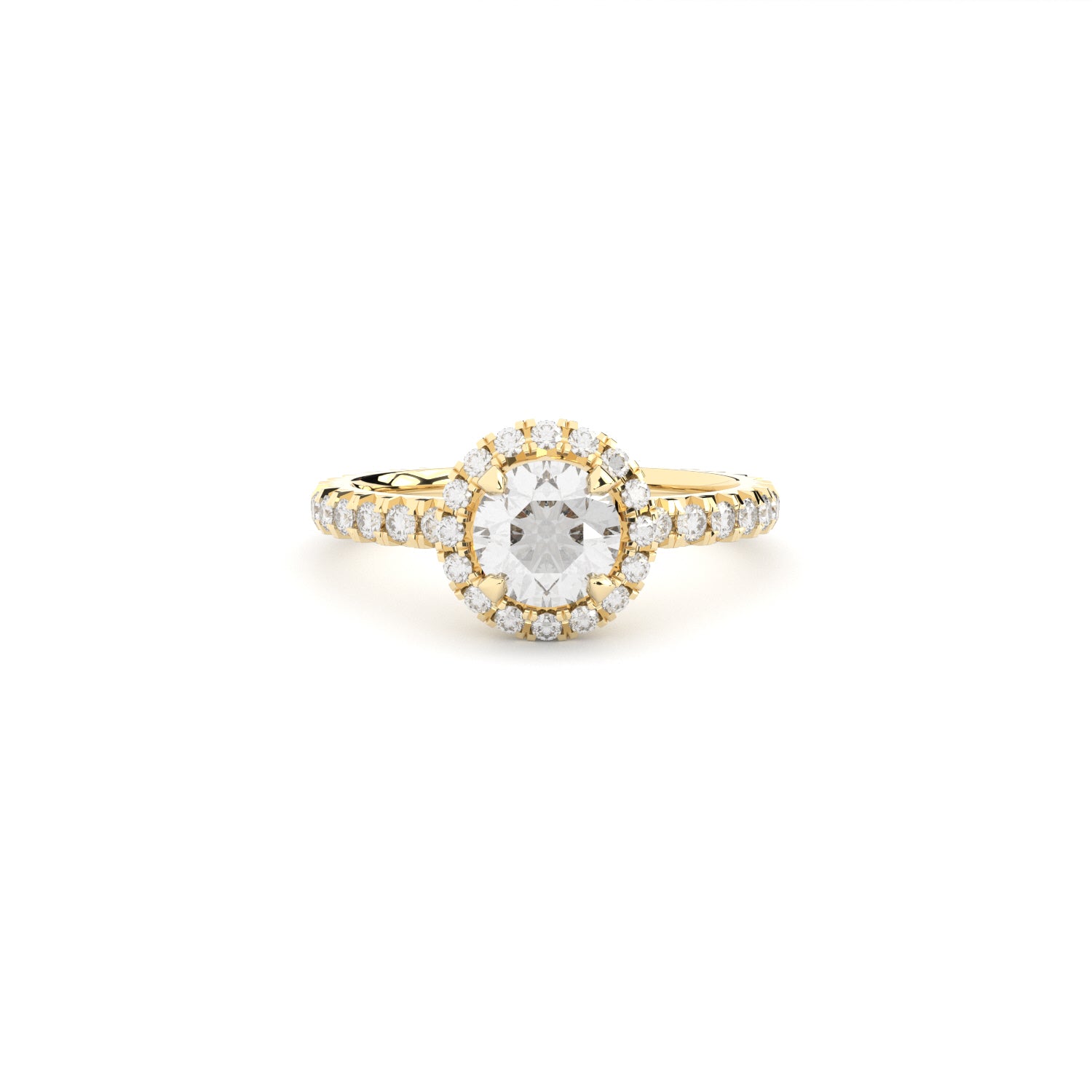 Halo engagement ring with natural or lab grown diamonds