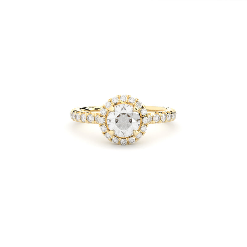 Halo engagement ring with natural or lab grown diamonds