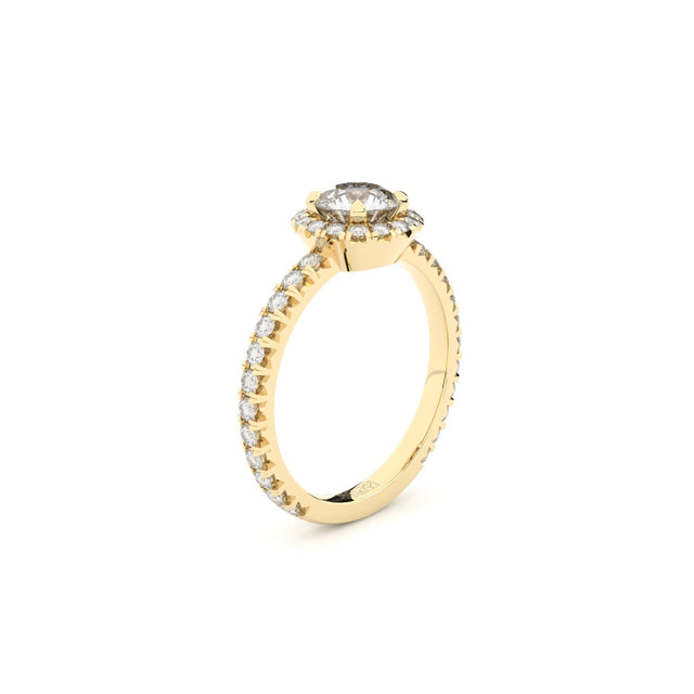 Halo engagement ring with natural or lab grown diamonds